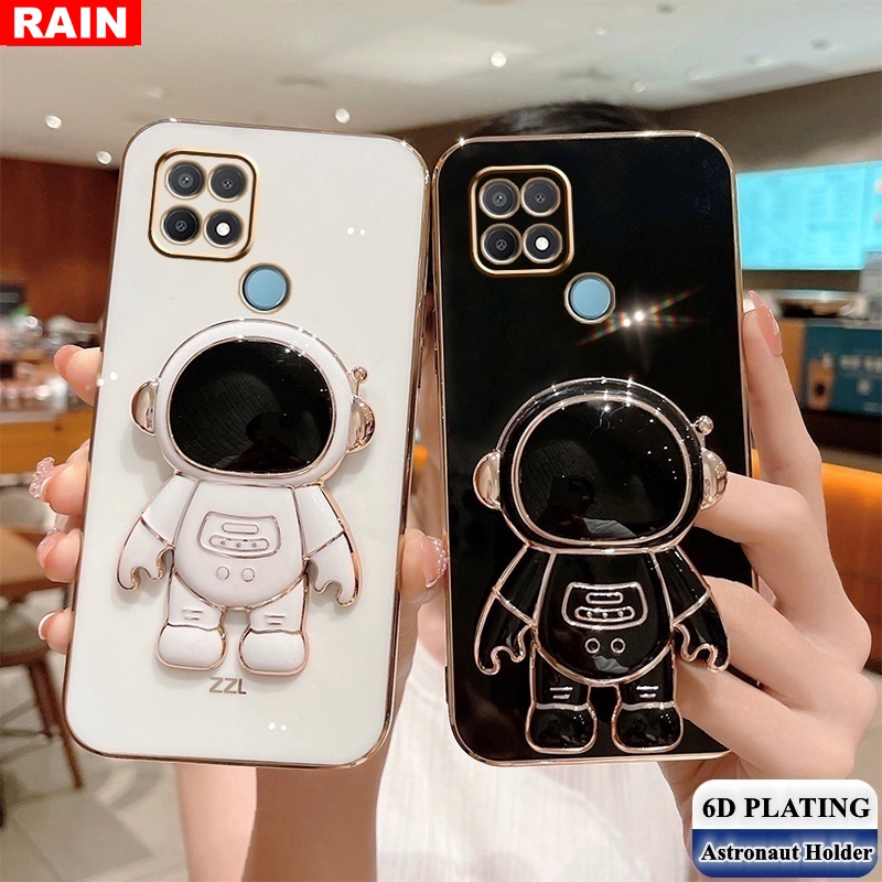Ốp Điện Thoại Mạ Điện Họa Tiết Phi Hành Gia Hoạt Hình Cho OPPO Reno 7 Reno 6Z 5G Reno5 Reno3 2F A31 A91 F11 F9 A83