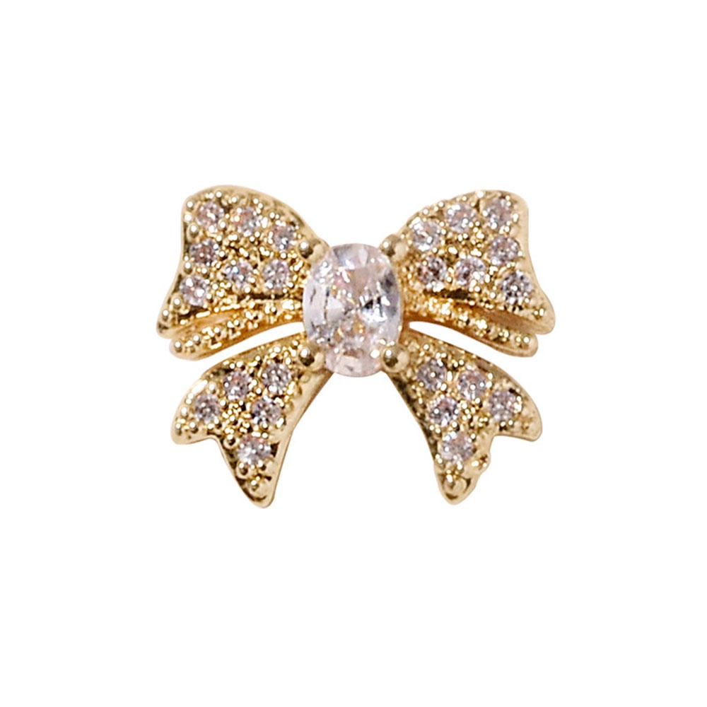 [Hàng mới về] Nơ bướm 3D bằng kim loại đính đá Zircon sáng bóng trang trí móng tay nghệ thuật sang trọng DIY