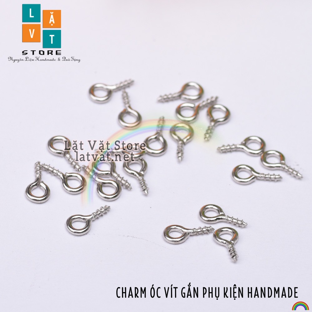 10 cái Charm phụ kiện ốc vít đinh xoắn nhỏ gắn đồ handmade, đất sét tự khô