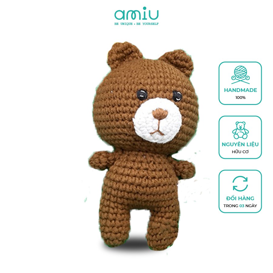 Gấu bông handmade làm từ len - Gấu Brown Little, quà tặng thú nhồi bông - móc khóa gấu dễ thương - SP000319