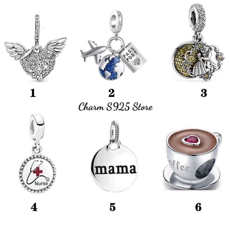 Charm pan treo travelling bạc s925 cao cấp