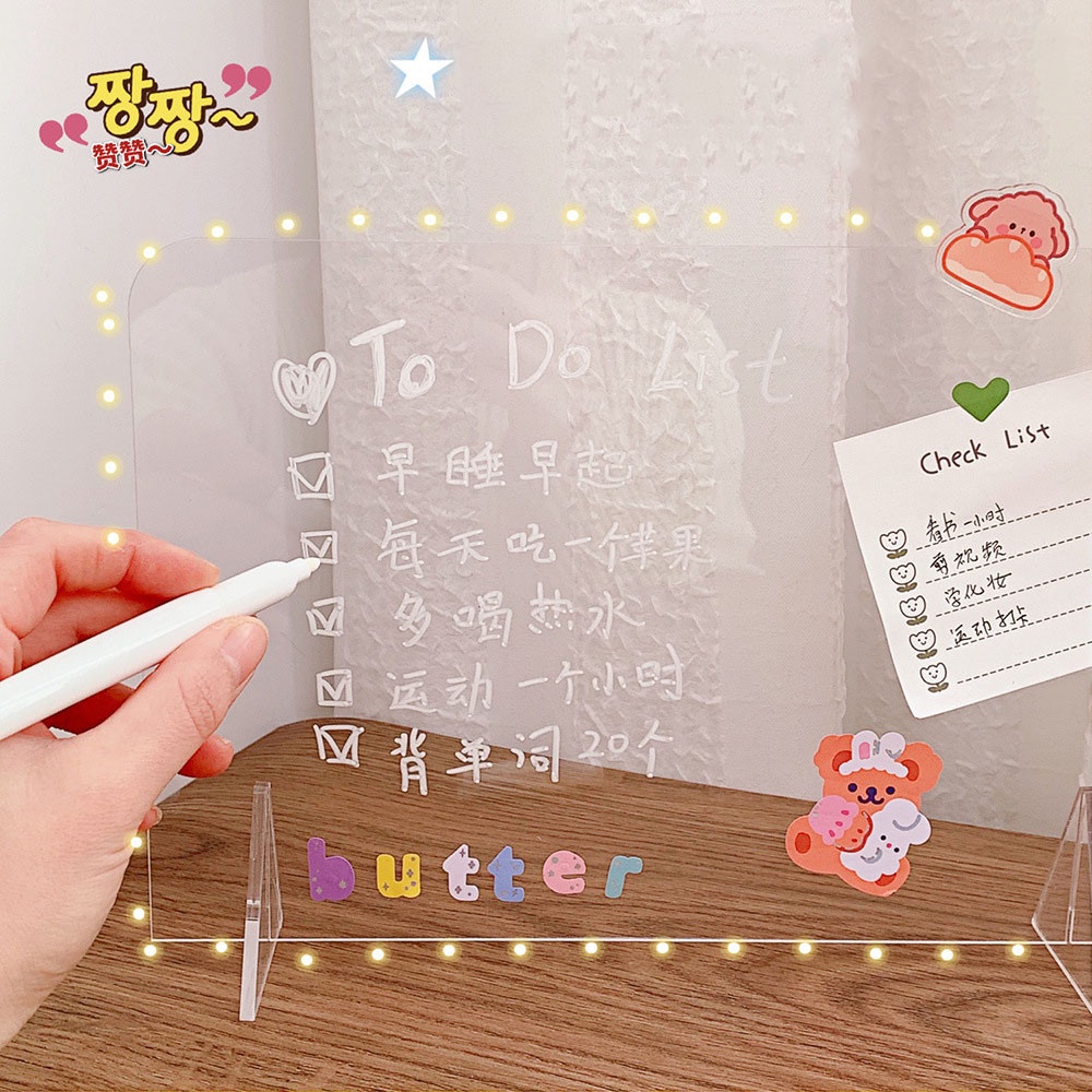 Cod Qipin Mini Portable Acrylic Note Board Erasable Transparent Message Board Student Stationery