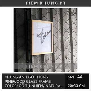 Khung ảnh A4 21x30 kèm Hoa khô - Khung hình gỗ thông mặt kính - Khung ảnh đẹp treo tường Picture Frames Tiệm Khung PT