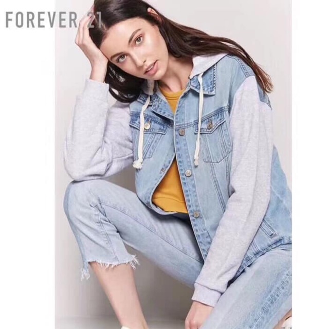 Áo khoác jean tay thun xám Forever21 hàng xịn từ nhà máy