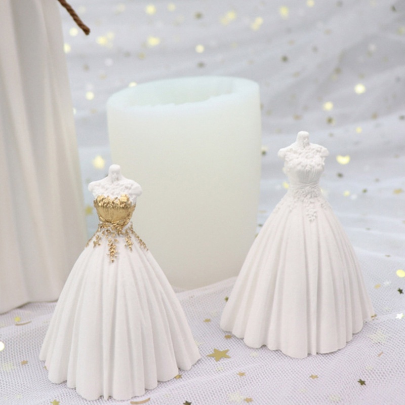 Khuôn Silicone Làm Xà Phòng Hình Váy Cưới 3D DIY