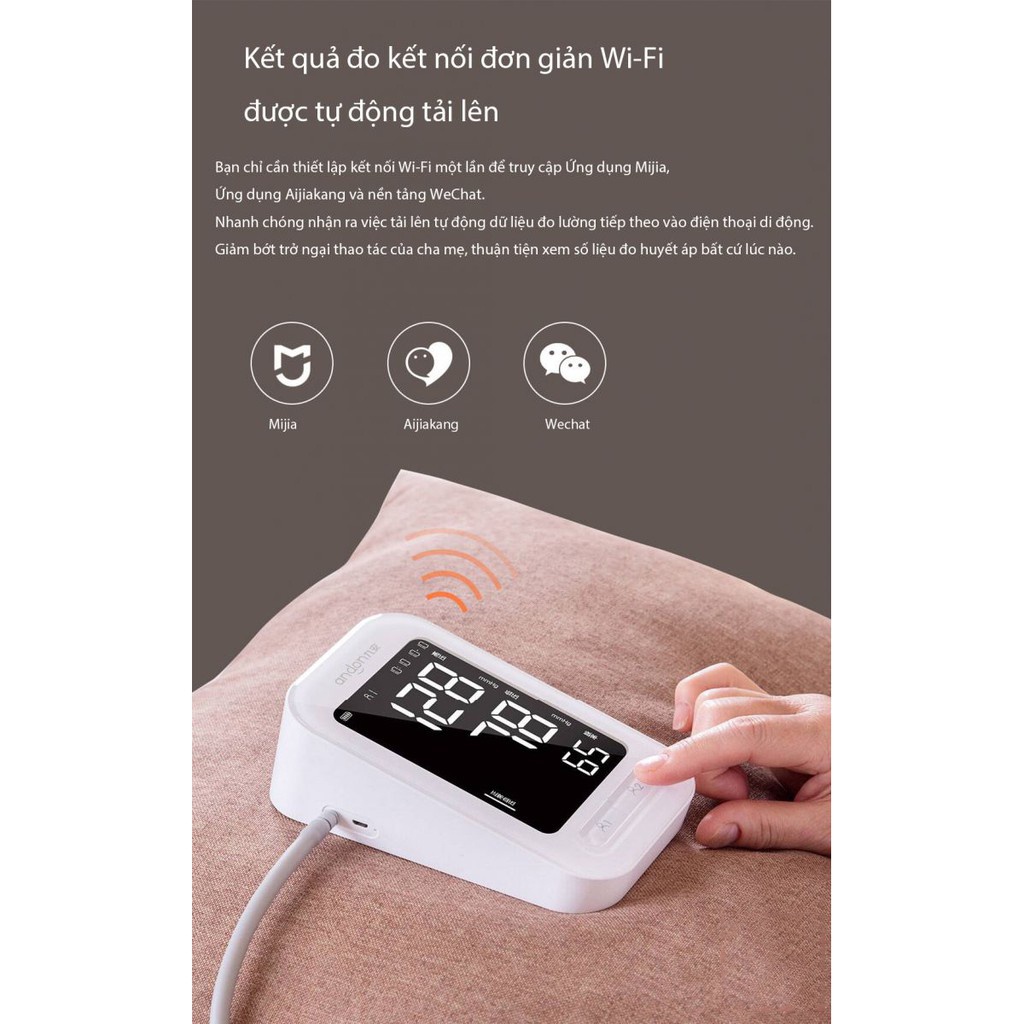 Máy đo huyết áp Xiaomi Andon KD-5907 độ chính xác cao, đo liên tục 150 lần, tự động tắt khi không sử dụng