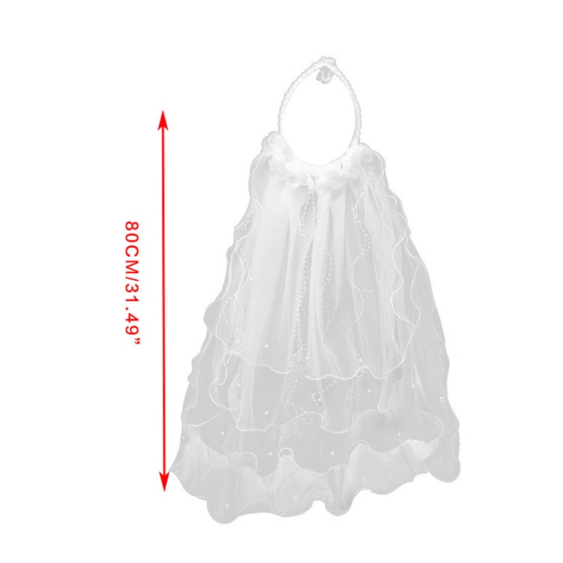 Băng Đô Vải Tuyn Màu Trắng In Hoa Thời Trang Cho Cô Dâu