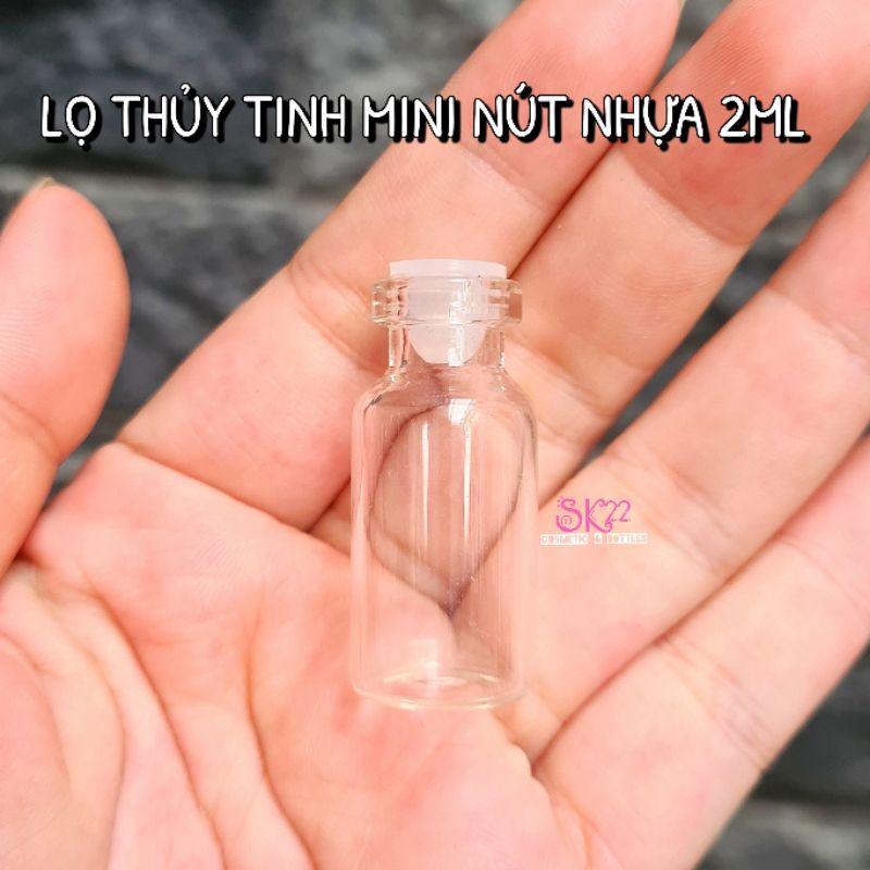 Set 50 hũ thủy tinh 2ml mini nút nhựa