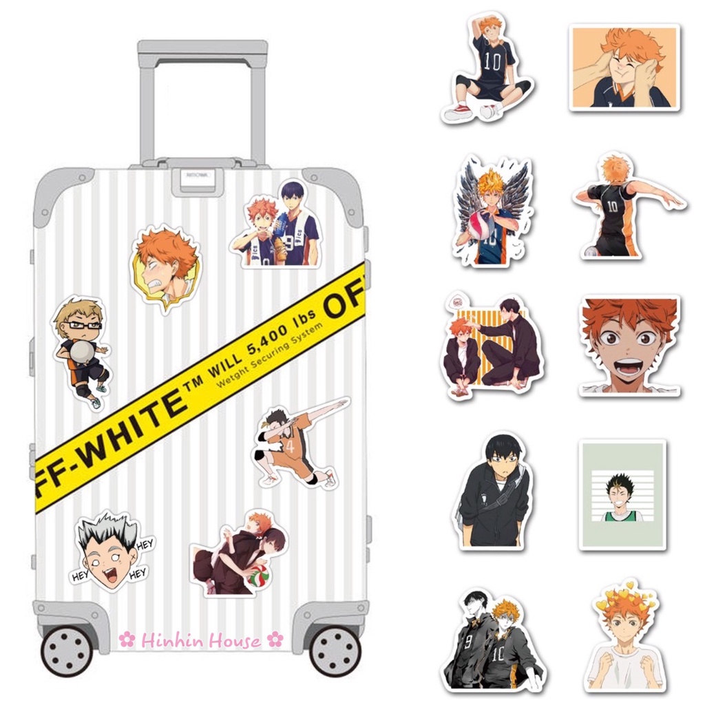 Set 50 Stickers Haikyuu!! PVC Chống Thấm Nước Chủ Đề Haikyuu - Chàng Khổng Lồ Tí Hon Dán Vali, Mũ Bảo Hiểm, Laptop...