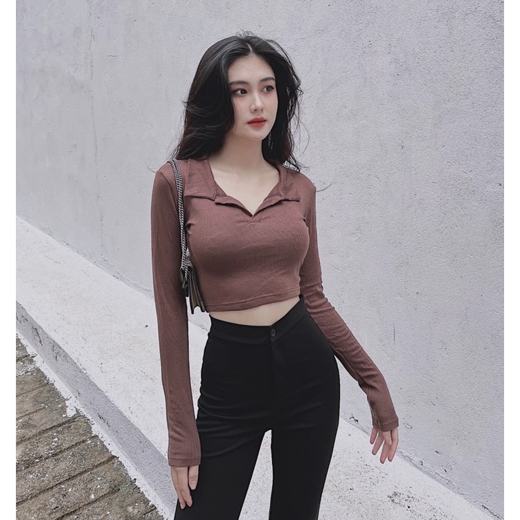 POLO CROPTOP TAY DÀI▪Áo Polo tay dài chất dày dặn