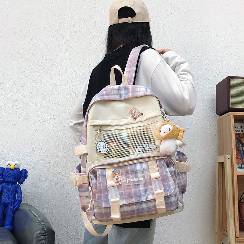Cặp học sinh nữ cấp 3 2 Hàn Quốc Harajuku ulzzang Ba lô in phong cách du lịch đại