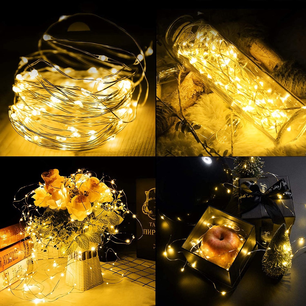 Dây đèn led 50 bóng dài 2m/5m/10m chống thấm nước trang trí phòng ngủ cho bé kèm pin