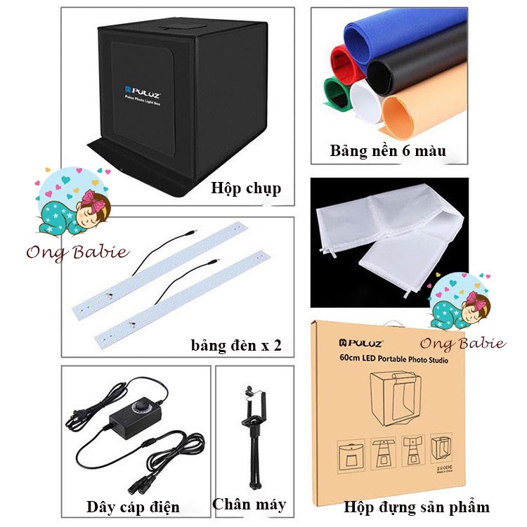 Hộp Chụp Sản Phẩm Chính Hãng Puluz Nhiều Kích Cỡ 25cm / 30cm / 40cm / 60cm ) Ongbabie.shop