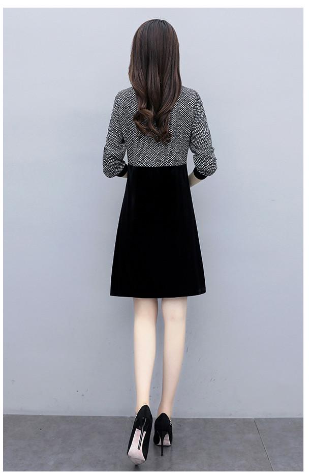 Plus Size 5XL Autumn New Women Korean Fashion Lace Patchwork Velvet Dress Casual Loose Long Sleeve Party Midi Dresses | BigBuy360 - bigbuy360.vn