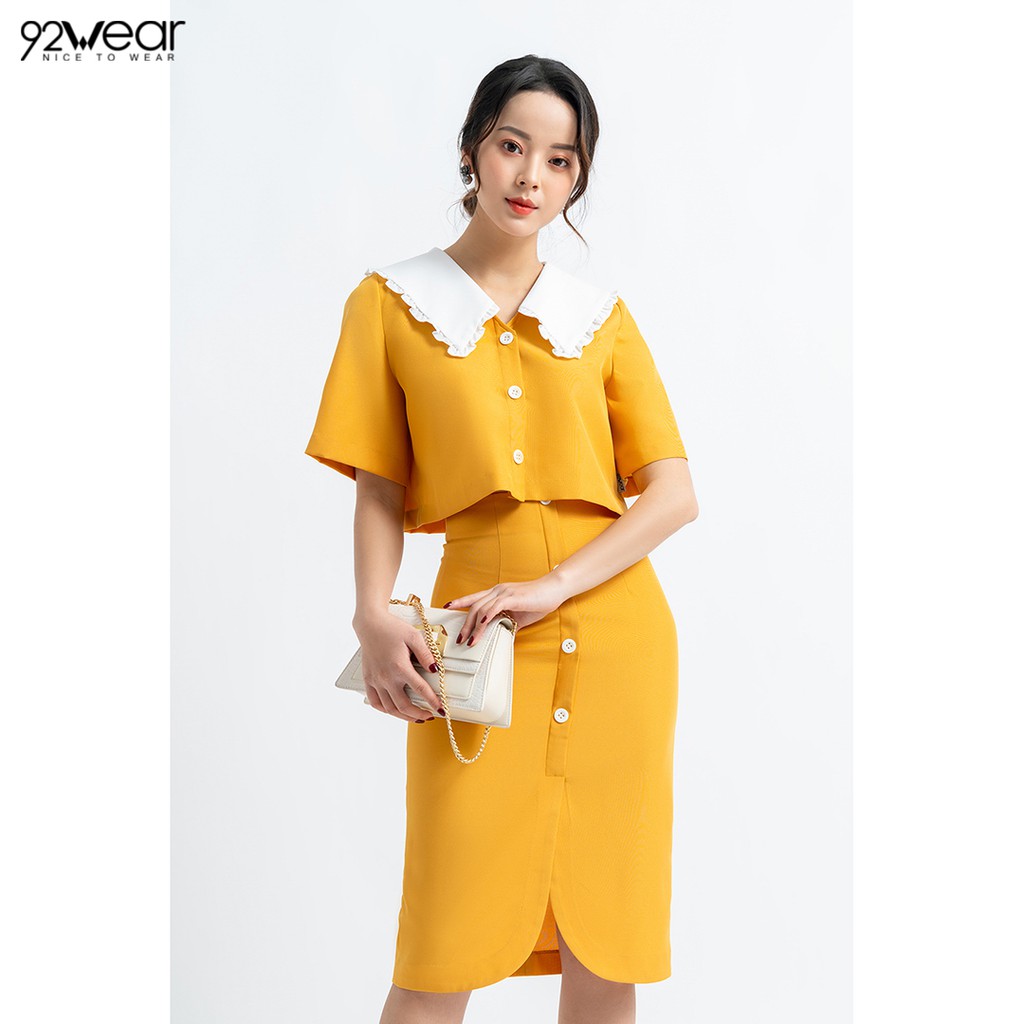 Áo croptop nữ phối cổ viền trắng ASW0692 - 92WEAR