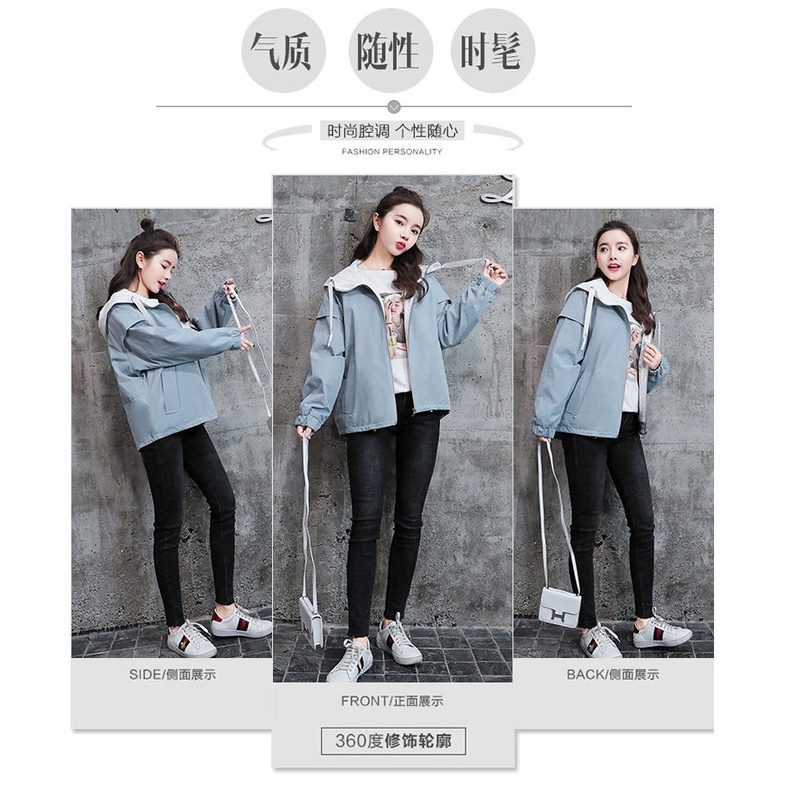 Áo Khoác Bóng Chày Có Mũ Trùm Dáng Rộng Phong Cách Hàn Quốc Thời Trang Xuân Thu Cho Nữ