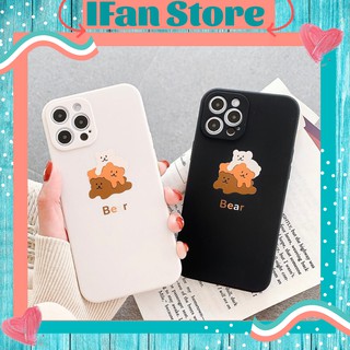 🌸VIDEO THẬT🌸 Ốp Lưng iPhone Cạnh Vuông Dẻo Gấu 3 Gấu iPhone 6/6s/6plus/7plus/8plus/x/xs/xsmax/11/11promax/12/12promax