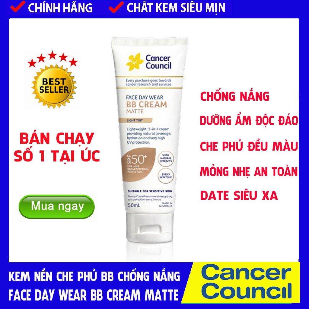[CHÍNH HÃNG] Kem nền che phủ chống nắng Face Day Wear BB Cream Matte Light Tint SPF50/PA++++ 50ml