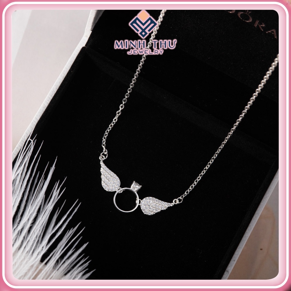 Dây Chuyền Nữ Nạc 925 Mặt Nhân Công Chúa Kết Hợp 2 Cánh Chim Đính Đá Siêu Cute MINH THƯ JEWELRY MTD8070