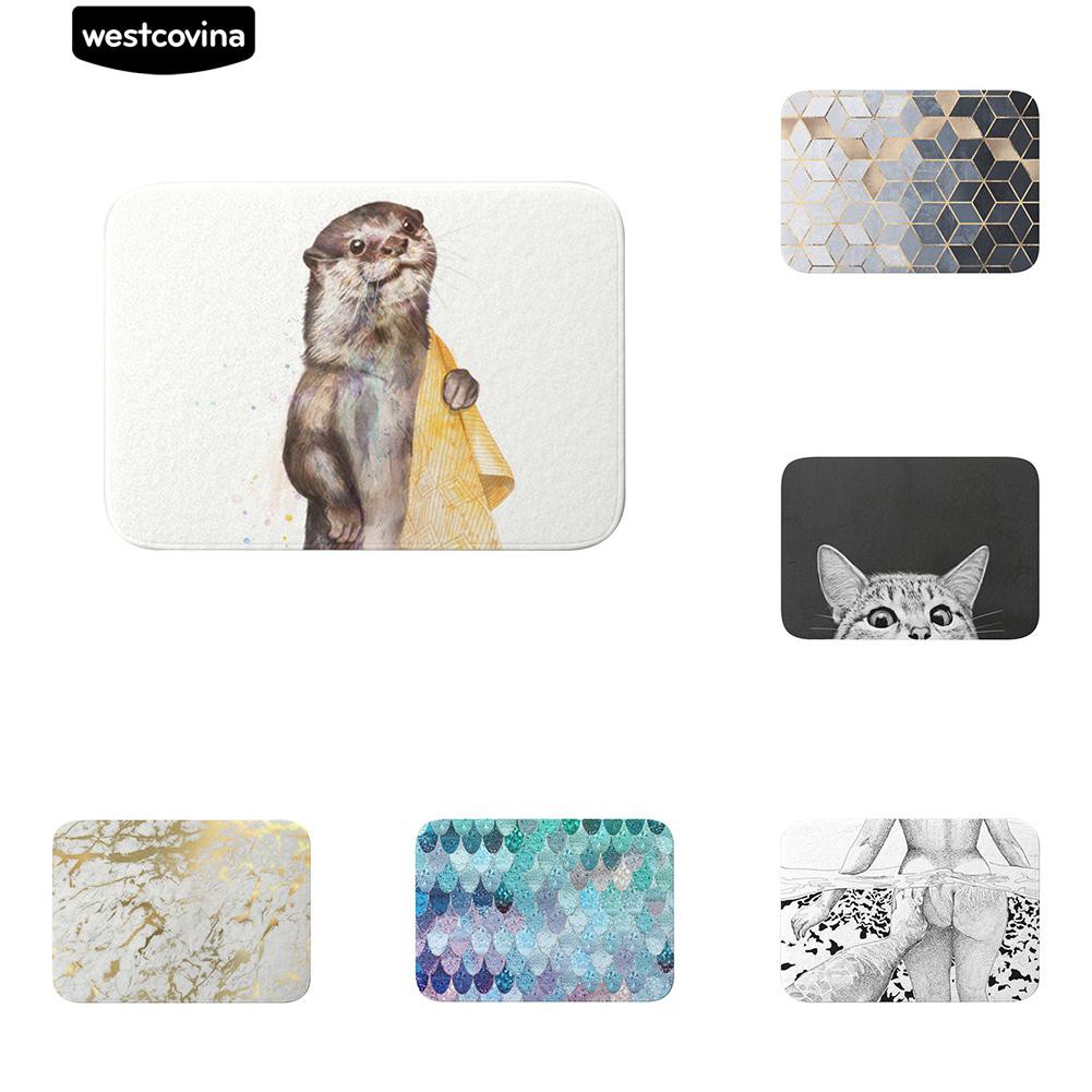 Thảm chùi chân trang trí phòng tắm họa tiết hình học