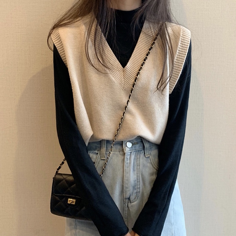 Áo len Perty không tay kiểu dáng đơn giản phong cách Hàn Quốc thời trang cho nữ