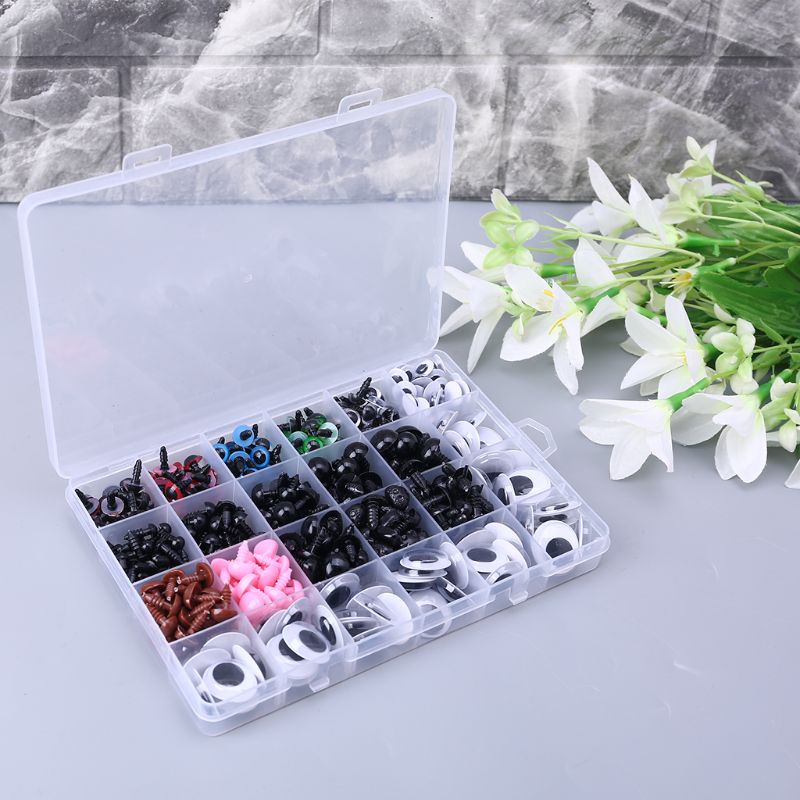 Hộp 376 Mắt Nhựa Kèm Vòng Đệm Cho Búp Bê / Thú Nhồi Bông DIY