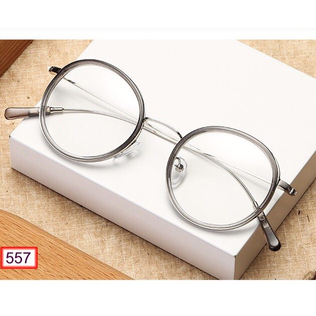 Mắt Kính Gọng Cận Form Tròn Tiểu Thư Kim Loại Có Viền 557 Dễ Thương - Hazo
