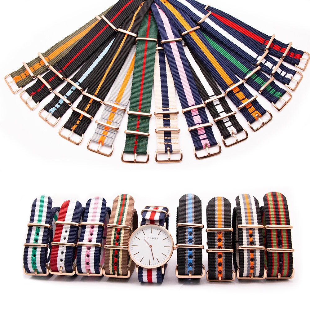 One Dây Đeo Đồng Hồ Bằng Nylon Khóa Mạ Vàng Hồng 20mm Cho Nam Và Nữ