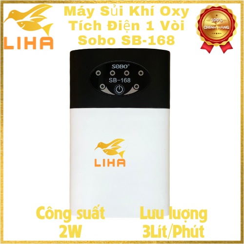 Máy Sủi Oxy Tích Điện 1 Vòi Sobo SB-168 (2W - 3Lít/Phút) - Phòng Cúp Điện Cho Hồ Cá