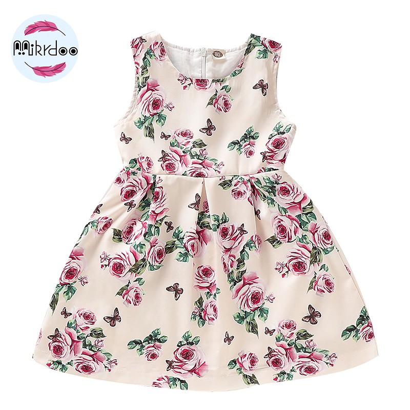 mikrdoo Kid Baby Girl Dress Cute Floral Print Sleeveless Fashion Dresses Clothes