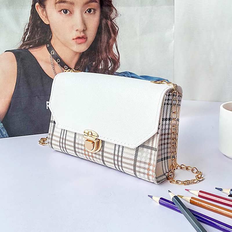 Túi Đeo Chéo Mini Hình Vuông Họa Tiết Sọc Caro Thời Trang Cho Nữ