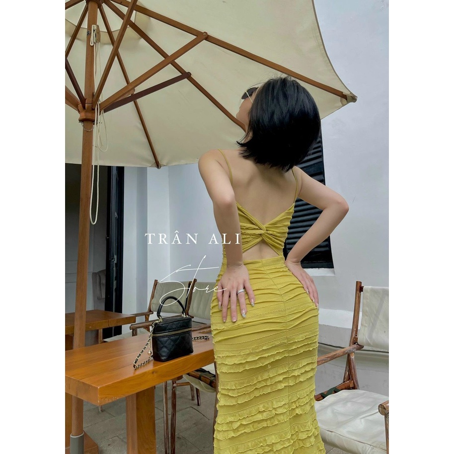 Đầm body xốp dáng dài xoắn sau lưng siêu đẹp, Thích hợp mặc đi tiệc đi chơi