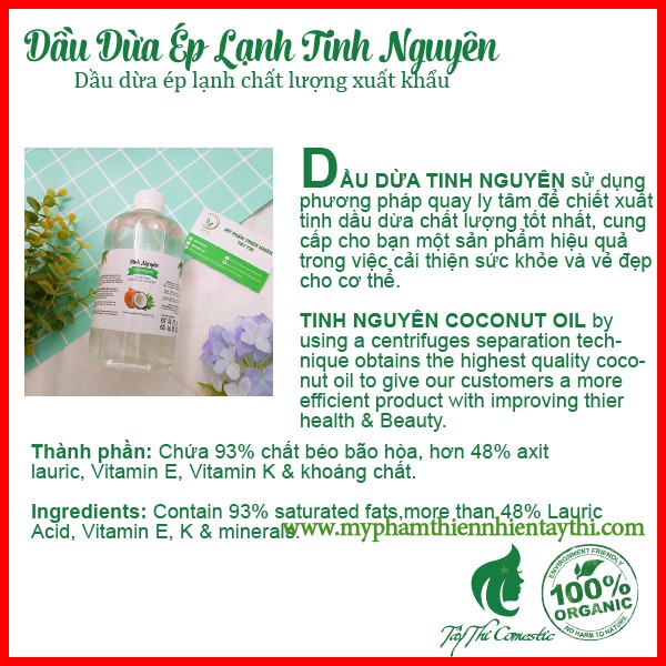 Dầu Dừa Ép Lạnh Tinh Nguyên Chai 100ml