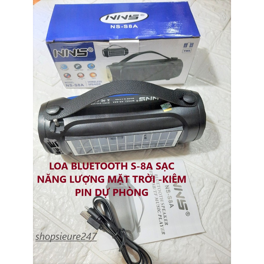 LOA BLUETOOTH S-8A KIÊM PIN DỰ PHÒNG - SẠC NĂNG LƯỢNG - CÓ ĐÈN PIN FULLBOX