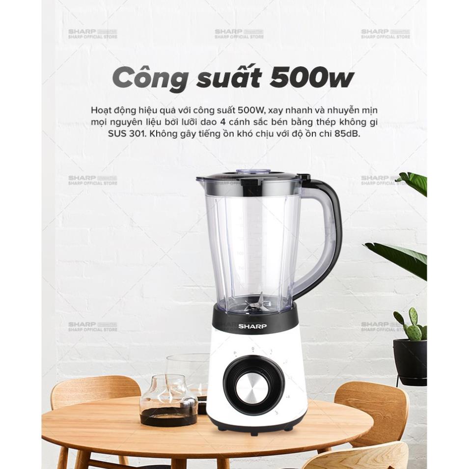 Máy Xay Sinh Tố Sharp EM-S155PV-WH 1.5L Công suất: 500W, 5 Tốc Độ Xay Chính Hãng