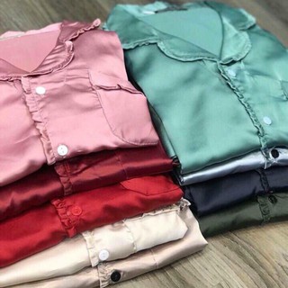 Bộ lụa bèo satin tay dài quần dài