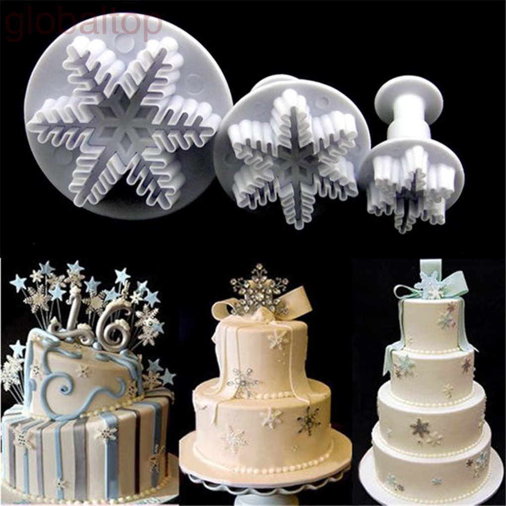 Set 3 Khuôn Cắt Tạo Hình Bông Tuyết Trang Trí Bánh