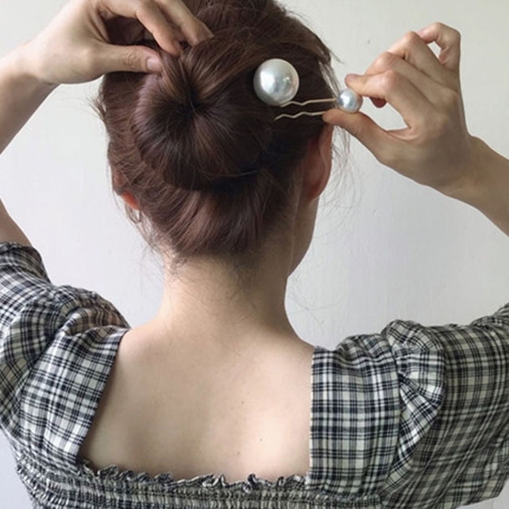 Trâm Cài Tóc Chữ U Đính Ngọc Trai Giả Phong Cách Vintage Cho Cô Dâu