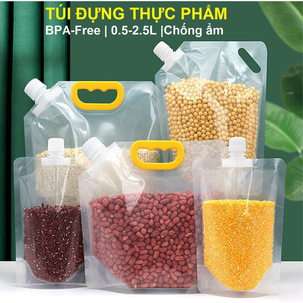 Set 3 túi đựng bảo quản thực phẩm, có nắp vặn tiện dụng sạch sẽ vệ sinh