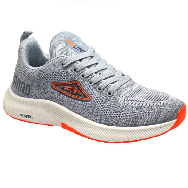 Giày thể thao nam cao cấp WANNO xám viền cam và đen đế trắng (WN005XC)