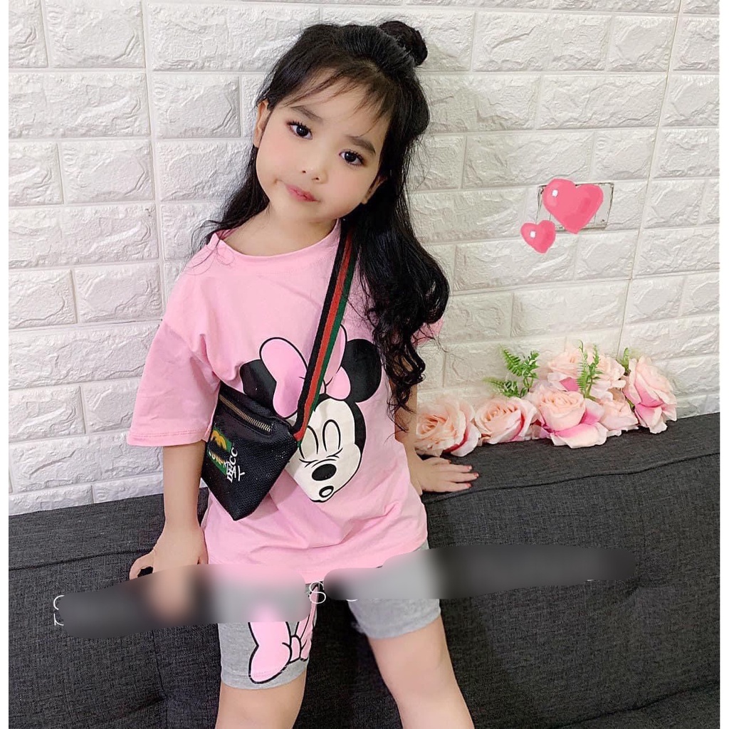 Bộ mickey quần lửng bé gái