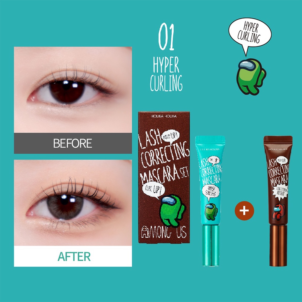 Set 2 chiếc Mascara Holika Holika Among Us Last Correcting chuốt cong mi không thấm nước lâu trôi 18ml | BigBuy360 - bigbuy360.vn