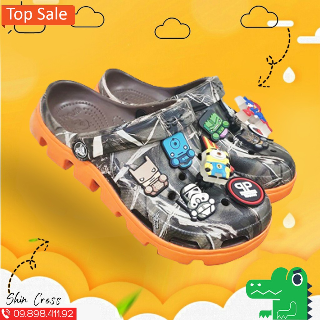 Giàydép Cross vảy sơn camo ràn ri đế cam DEPSUCSON tặng thêm 12 sticker Cross