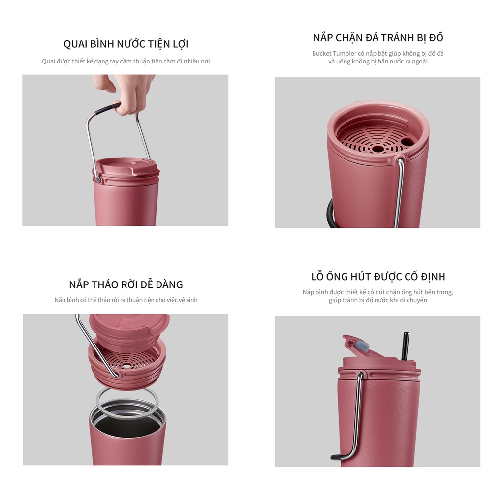 Ly giữ nhiệt LocknLock Bucket Tumbler LHC4268 LHC4269 540ml - Hàng Chính Hãng, thép không gỉ quai xách tiện lợi - K-MALL