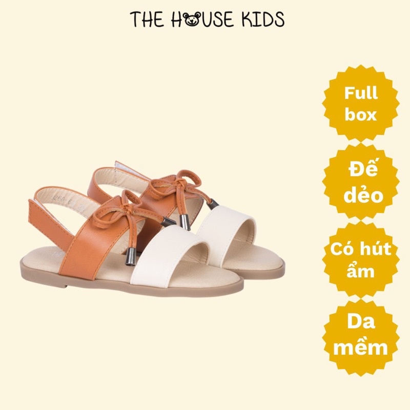 Sandal Cho Bé Gái Sandal Trẻ Em Cao Cấp THE HOUSE KIDS Nơ Nâu