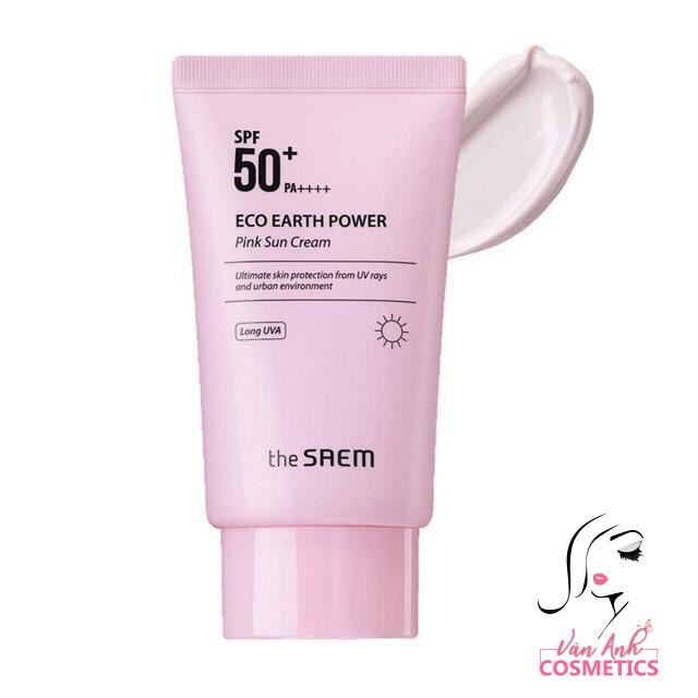 Kem Chống Nắng The SAEM Eco Earth Power Pink Sun Cream SPF50+ PA++++ 50ml Chính Hãng The Seam Hàn Quốc