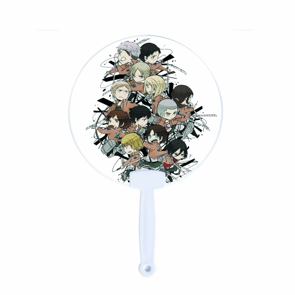 Quạt cán nhựa in hình anime Attack on titan Đại chiến titan cầm tay tiện lợi