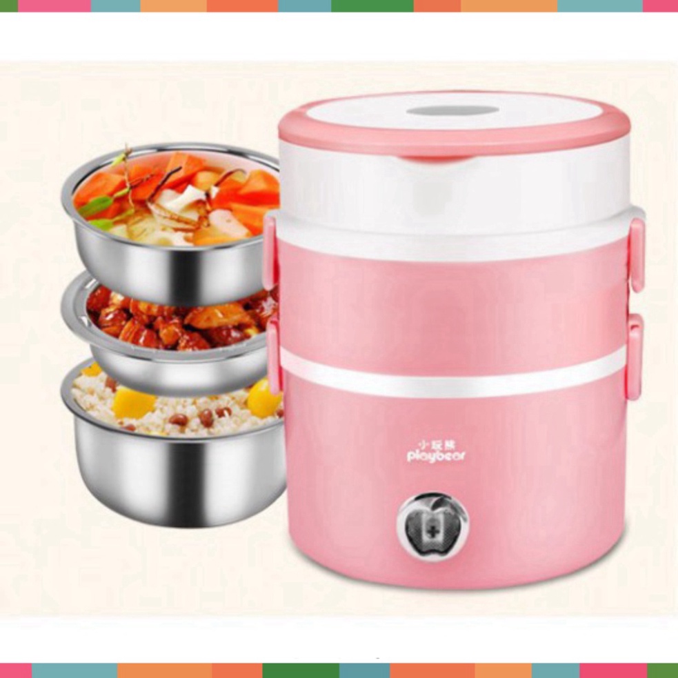 Hộp Cơm Cắm Điện Hâm Nóng Inox Cao Cấp 3 Tầng Đa Năng Làm Nóng Nhanh An Toàn Chính Hãng - | Chính Hãng freeship