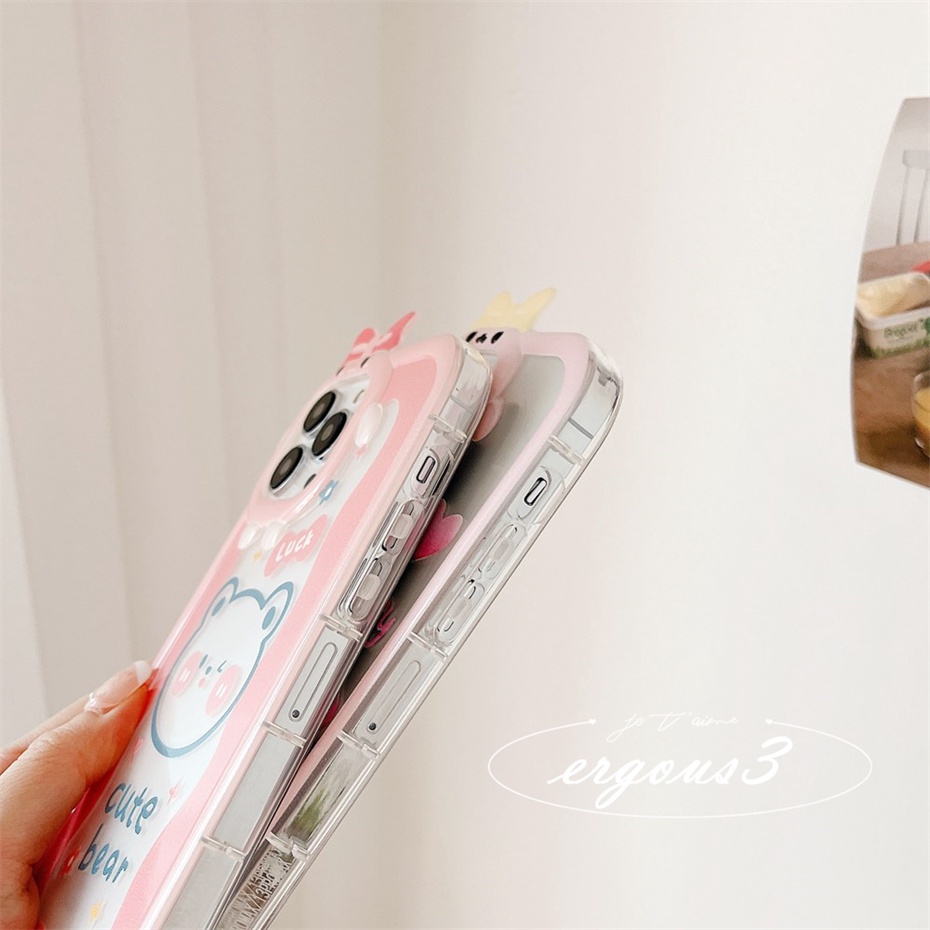 Ốp Điện Thoại Mềm In Hình Gấu Hồng Dễ Thương Cho iPhone 14 13 12 11 Pro Max SE2020 X XR Xs Max 7 8 6 6s Plus