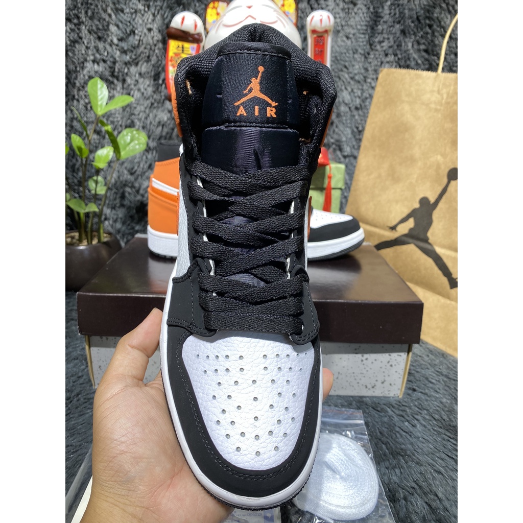 [Full box+bill] Giày Sneaker Jorrdan cao cổ trắng cam đen  full box bill và hộp bảo vệ